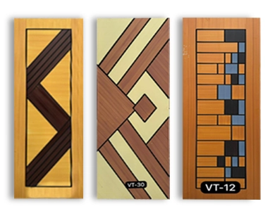 Three types of Wood-Plastic Composite Doors which showcase their unique textures and colours